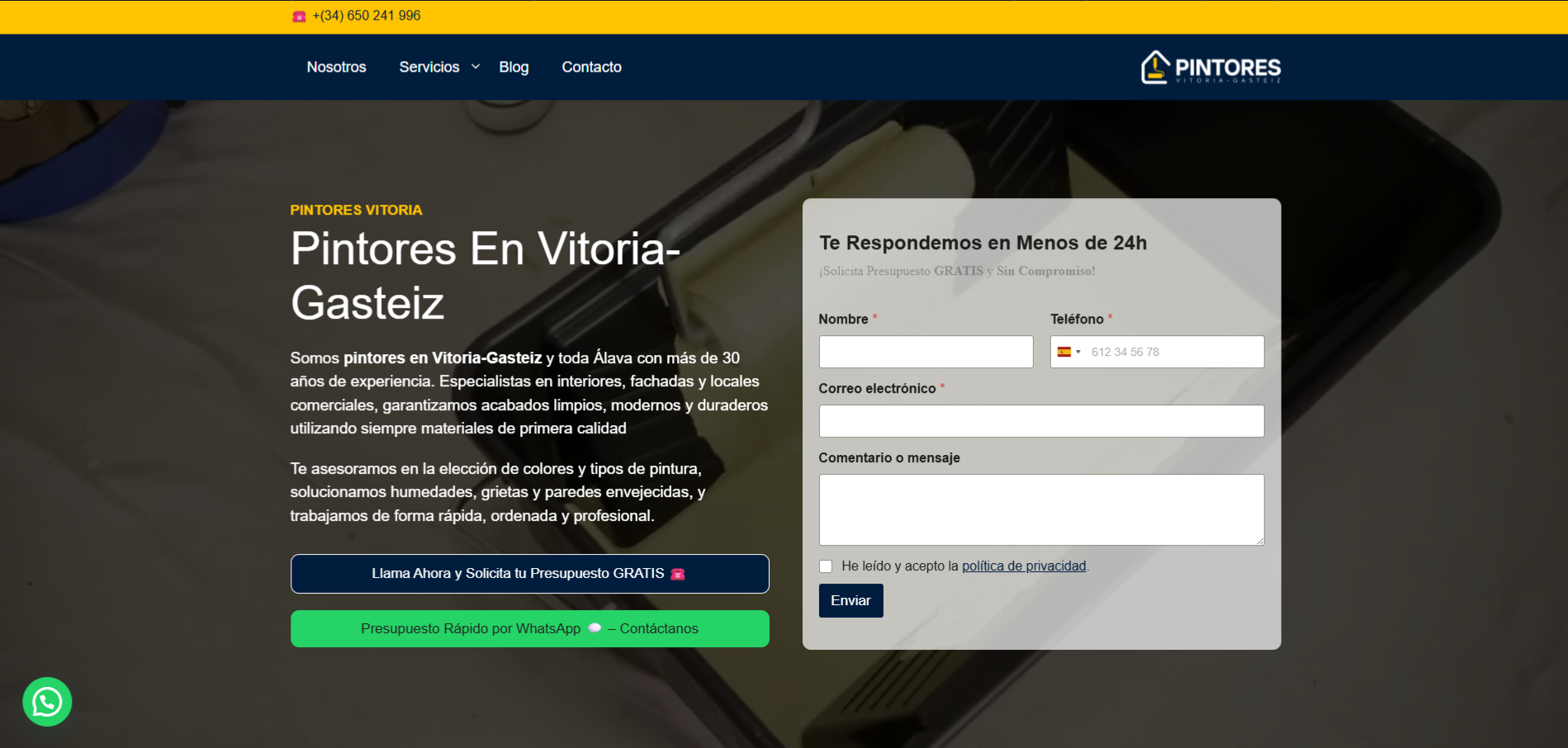 Diseño web Pintores Vitoria-Gasteiz en Álava — proyecto Webzalia